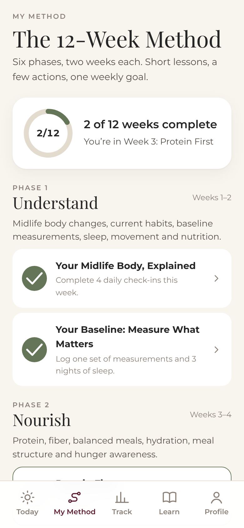 My Method: the 12-week program by phase